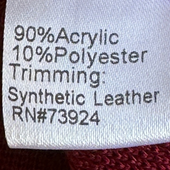 Misook Rapture Knit Jacket Oversized Red Textured Black Vegan Leather Trim Small - Picture 11 of 11